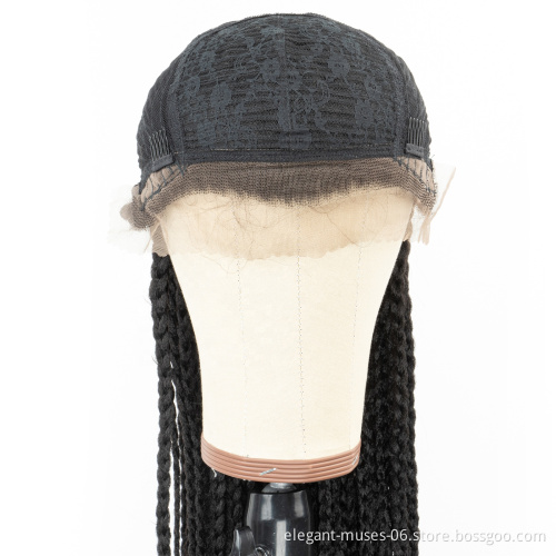 High Quality Synthetic Lace Frontal Wigs Micro Long Box Cornrow Braids Lace Frontal Wig African Full Braided Lace Wig